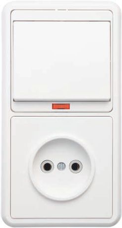 БЭЛЛА Блок БКВР-214 Выключатель одноклавишный с индикацией + розетка белый - 5817 Кунцево