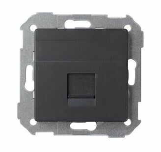 Розетка прямая для передачи данных со шторкой на 1 разъем RJ45 черного матового цвета S82 Concept - 8200005-098 Simon