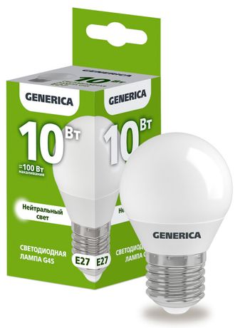 Лампа светодиодная G45 шар 10Вт 230В 4000К E27 | LL-G45-10-230-40-E27-G GENERICA IEK