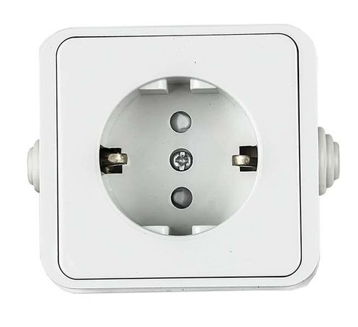 Розетка 1-м AQUA защ. шторки с заземл. п / герм. 3113 бел. ASD IN HOME 4690612003450