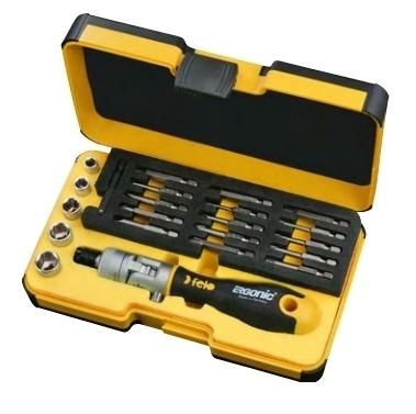 Набор бит SL/PH/PZ/Tx/HEX и головок с поворотной трещоткой Ergonic K в кейсе, 22 шт 06072206 | Felo