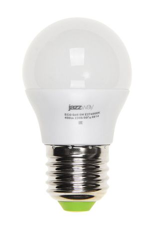 Лампа светодиодная LED 5Вт E27 400Лм теплый матовая шар 230V/50Hz ECO - 1036957A Jazzway