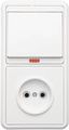 БЭЛЛА Блок БКВР-214 Выключатель одноклавишный с индикацией + розетка белый - 5817 Кунцево