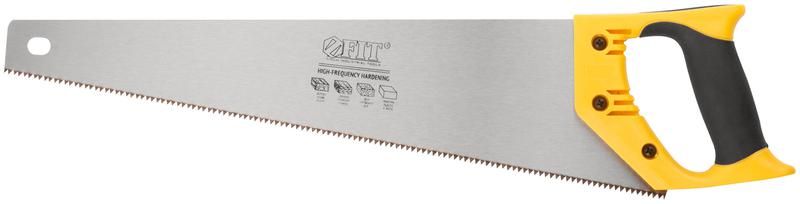 Ножовка по дереву, средний каленый зуб 7 ТPI, 2D заточка, пластиковая прорезиненная ручка 450 мм - 40432 РОС