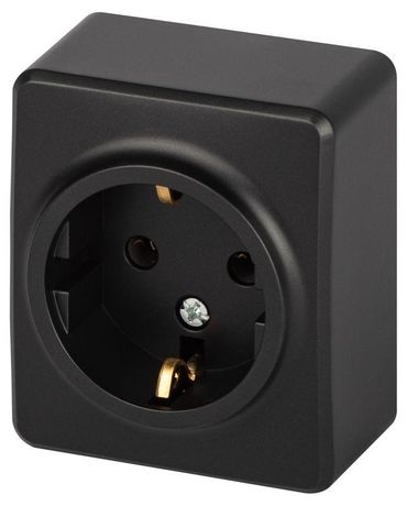 Розетка однофазная наружная (открытой установки) с заземлением со шторками антрацит 16А 250В IP 20 винтовые клеммы 11-2203-05 Эра Эксперт - Б0063008