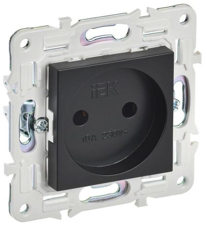 Розетка SKANDY 10А без заземл. защ. шторок SK-R02Bl черн. IEK SK-R10-10-K02
