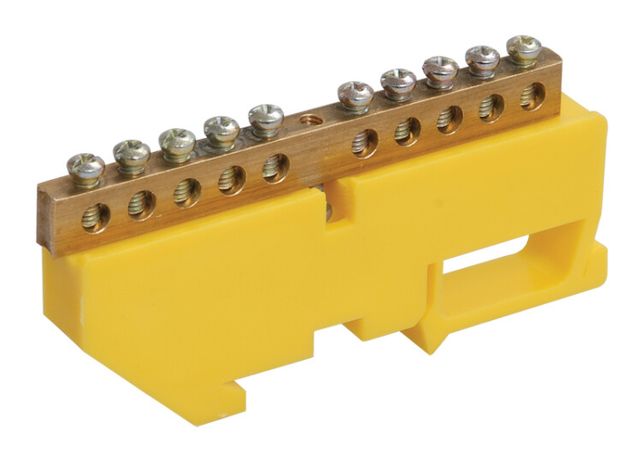 Шина PE "земля" на DIN-изоляторе ШНИ-8х12-20-Д-Ж | YNN10-812-20D-K05 IEK