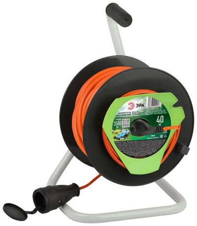 Удлинитель силовой RP-1e-3x1.5-40m на пластиковой катушке c заземлением 1 розетка 40м ПВС 3х1,5мм2 | Б0059777 ЭРА