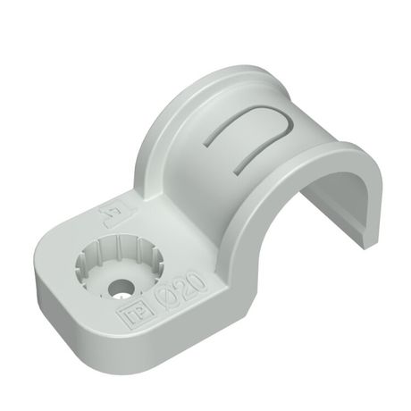 Крепеж-скоба пластиковая d20 мм односторонняя для прямого монтажа атмосферостойкая серая в п/э (10шт/550шт уп/кор) | PR13.0398 Промрукав Строитель