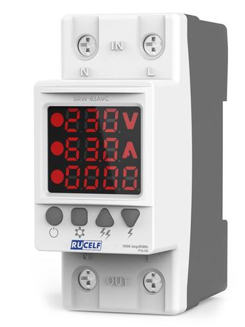 Реле напряжения и тока RUCELF SRW-63AVC со счетчиком