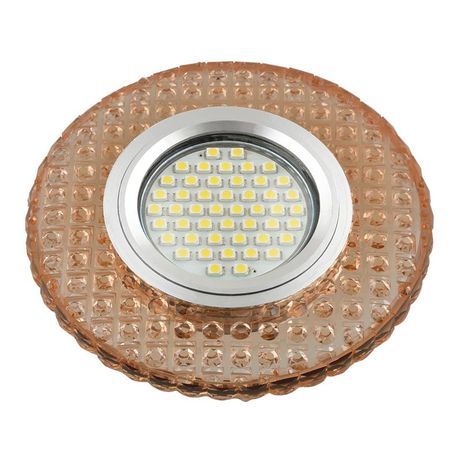 Светильник декор.встр Luciole DLS-L143 GU5.3 GLASSY/LIGHT TEA доп.LED подсветка 3Вт, стекл,зерк./светло-коричневый. | UL-00003885 Fametto