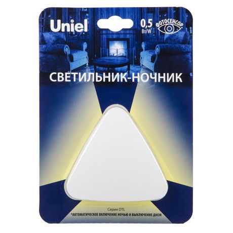 Белый ТМ Uniel - UL-00007223 Светильник-ночник-Треугольник-1 DTL-320 С фотосенсором (день-ночь)