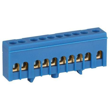 Шина NO-224-99 N ноль в изолированном корпусе на DIN-рейку ШНИ-6х9-10-Д синий | Б0062848 ЭРА