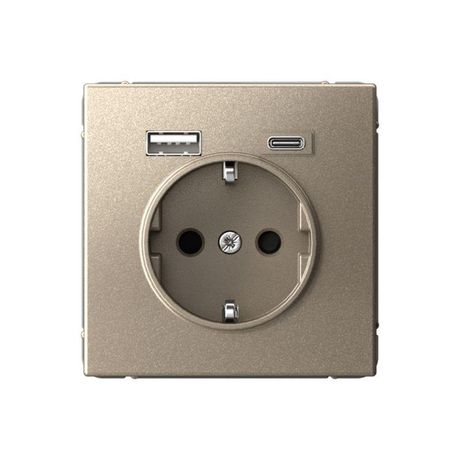 Розетка ArtGallery 16А с 2-мя заряд. устройствами USB A+C 5В/2.4А/3А 2х5В/1.5А механизм шампань SE GAL000532 APC