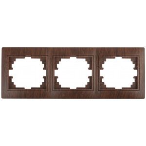 Рамка для розеток и выключателей 3 поста венге пластик Intro Plano 1-503-10 - Б0030100 ЭРА