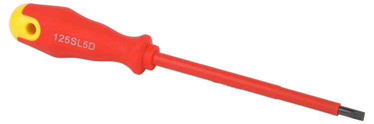 Отвертка шлицевая SL5х125 мм диэлектрическая до 1000 В двухкомпонентная рукоятка - Б0055876 ЭРА
