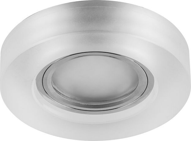 Светильник точечный встраиваемый под лампу, с LED подсветкой CD8080 15LED*2835SMD 4000K, MR16 50W G5.3 белый матовый "круг", хром | 29707 FERON