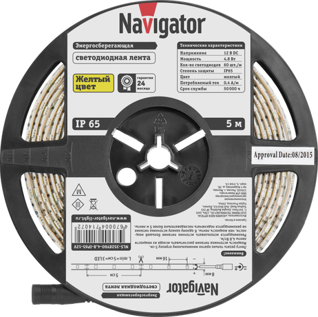 Лента светодиодная 80 306 NLS-3528Y60-4.8-IP65-12V-Pro R5 (уп.5м) Navigator 80306