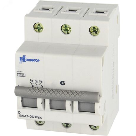 Выключатель автоматический ВА47-063Про, 3П, 10A, Icu-4,5kA, х-ка С | 7000145 Контактор (Legrand)