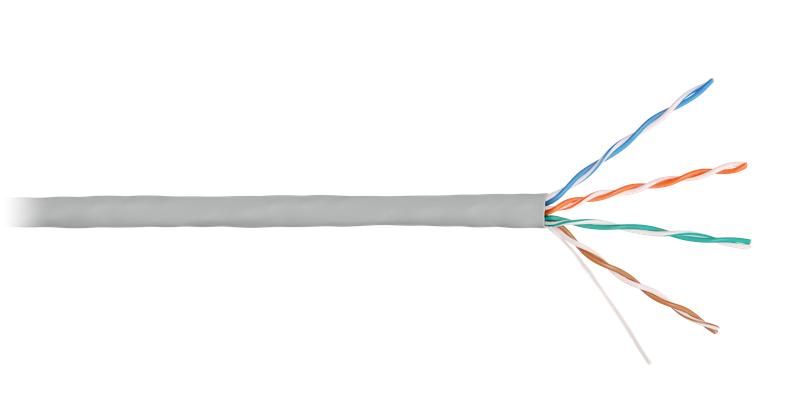 Кабель U/UTP кат.5E (класс D) 4 пары 24 AWG (0.50мм) тест по ISO/IEC 100МГц ож BC чистая медь внутр. LSZH нг(А)-HFLTx гарантия: 5лет / 15лет системн. свет. сер. (уп.305м) NIKOLAN NKL 4100C-GY