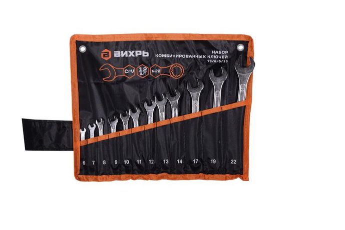 Набор комбинированных ключей 12 шт. 6 - 22, в чехле | 73/6/5/13 ВИХРЬ