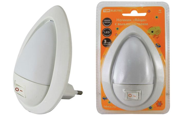 Ночник Яйцо 0,5Вт светодиодный белый с выключателем | SQ0357-0012 TDM