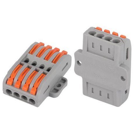 Клемма проходная с монтажной площадкой 222-2414Р рычагами 4 полюса 0.08-2.5/4 мм2 NO-225-455 (упаковка 1 шт.) - Б0067944 ЭРА