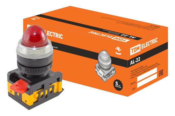 Лампа AL-22 сигнальная d22мм красный неон/230В цилиндр | SQ0702-0008 TDM