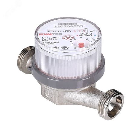 Счетчик воды универсальный 1/2' без сгонов межповерочный интервал 6 лет до +90 град 1.5м3 80 мм - VLF-15U-L.80 VALTEC VLF15NL215