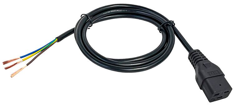 Кабель электропитания PDU 3х1.5 2М с разъёмом C19 и без разъема - PC-C19-2M IEK