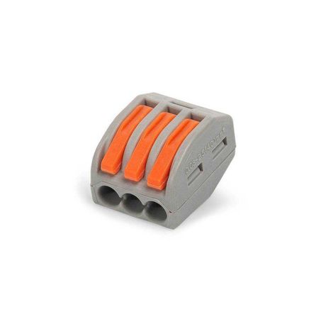 Строительно-монтажная клемма СМК сечение 0,08 - 4 мм² 3-проводная серая с рычагом (50 шт/уп) | PR08.12588 Промрукав