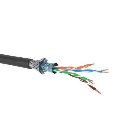 Кабель витая пара кат.5E экранированный SF/UTP, 4 пары, светостабилизированный ПЭ, цвет внешней оболочки черный, катушка 305 м | RN5ESUKPEBK DKC ДКС