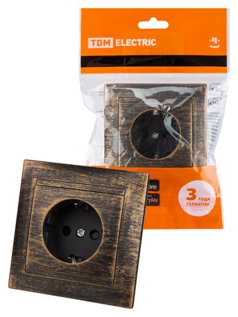 Розетка 2П+З 16А 250В с защ. шт. старинная бронза "Лама" | SQ1815-0752 TDM