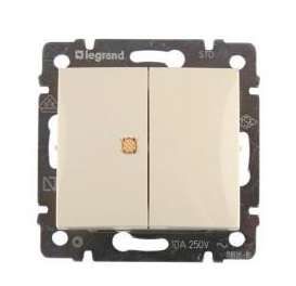 Выключатель 2-кл. СП Valena 10А IP31 с индикацией механизм сл. кость (DIY-упак.) Leg 695606 Legrand