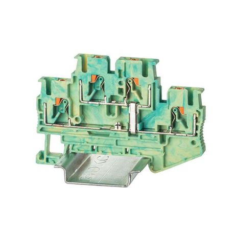 Клемма заземления двухуровневая, зажим push-in, 4 точки подключения, 2.5 кв.мм | VPRTT-2.5-PE-YG DKC ДКС