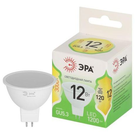Лампа светодиодная LED 12 Вт 1200Лм 3000К MR16-12W-830-GU10 GU10 софит теплый свет Green Line - Б0067058 ЭРА
