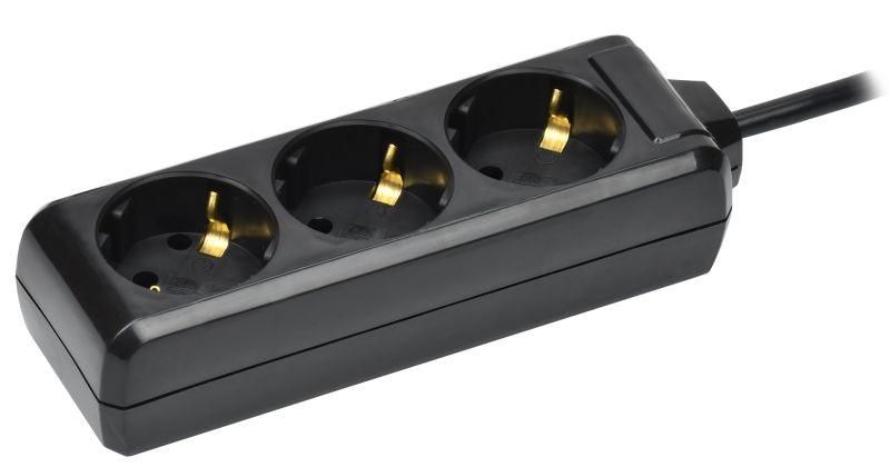 Удлинитель У03 3 места с заземлением 5м 3х1мм2 16А 250В черный - WYP10-16-03-05-Z-K02 IEK