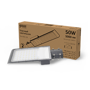 Светильник светодиодный уличный консольный LED ДКУ 50 Вт 5000 Лм 3000К IP65 190-250 В КСС Ш 355х155х57 мм Avenue Gauss - 629534150