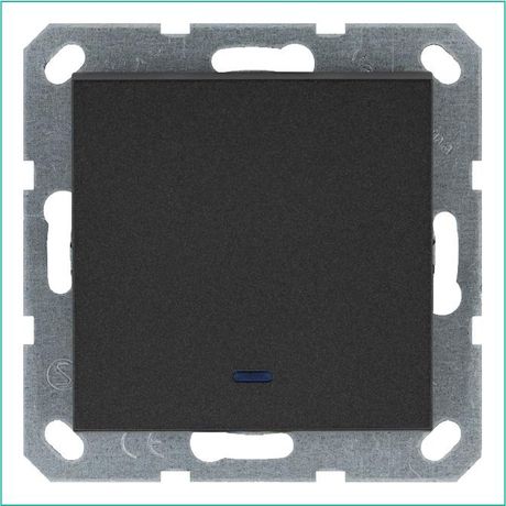 Выключатель одноклавишный со светодиодом 10A 250V~ с накладкой, цвет Антрацит - G3011NB Jasmart