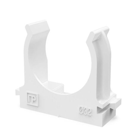 Держатель для труб (клипса) d32мм прямого монтажа бел. в п/э (уп.25шт) Промрукав PR13.02564 Строитель