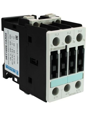 Контактор электромагнитный 3RT1026-1AR00, 3-пол., 25A, AC-3, 11кВт/400V, 415V AC, 50Гц, типоразмер S0, винтовые клеммы, IP20 - ET012225 Электротехник