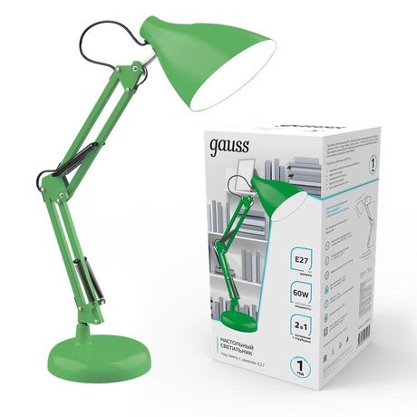 Светильник настольный под лампу E27 х60 Вт 220-240В IP20 300х150 мм Зеленый струбцина GTL Gauss - GT0033
