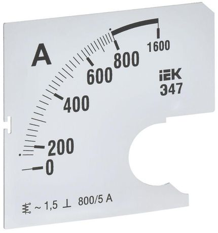 Шкала сменная для амперметра Э47 800/5А класс точности 1,5 72х72мм - IPA10D-SC-0800 IEK