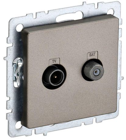 Розетка телевизионная TV/SAT 2-м Brite РТВ/РСп12-БрШ механизм шампань IEK BR-AF20-O-K37
