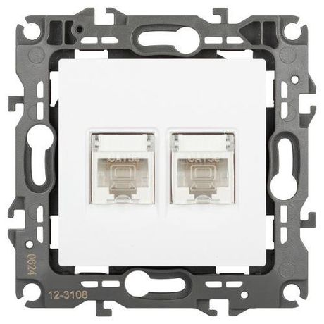Розетка компьютерная 2-м Эра12 12-3108-01М 2XRJ45 бел. матов. Эра Б0065686