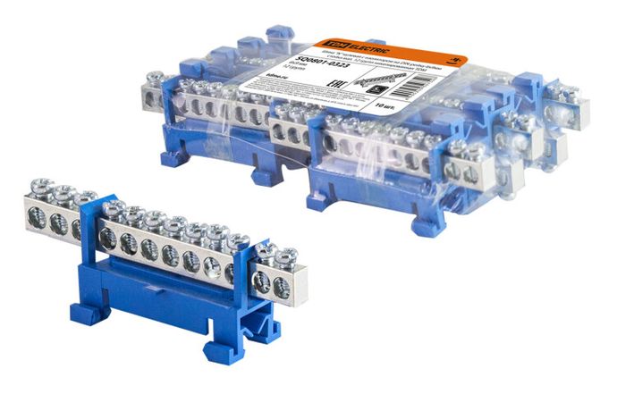 Шина "N" нулевая с изолятором на DIN-рейку 6x9мм стойка мал. 12 групп никелированная | SQ0801-0323 TDM