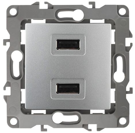 Устройство зарядное USB 12-4110-03 , 5В-2100мА, алюминий (6/60/1920) |Б0027493 | ЭРА
