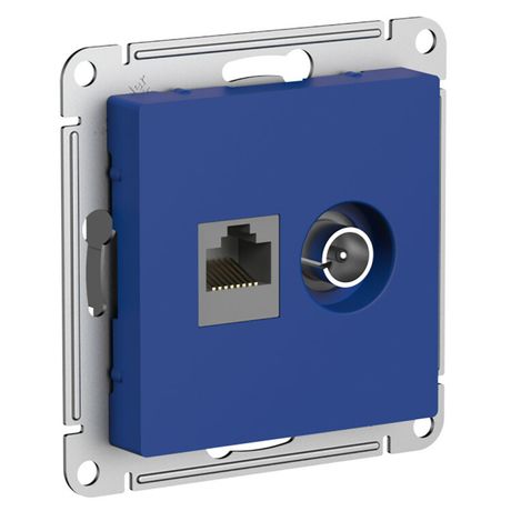 Розетка компьютерная + телевизионная 2-м AtlasDesign RJ45 кат.5E аквамарин SE ATN001189 APC