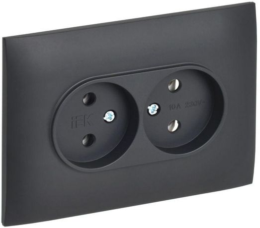 Розетка 2-м SKANDY 10А без заземл. защ. шторок в сборе SK-R10T титан IEK SK-R20-10-K48-F