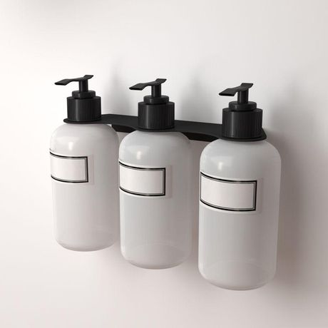 Держатель дозатора для жидкого мыла и шампуней на 3 флакона настенный черн. Rexant 38-0701 MEET